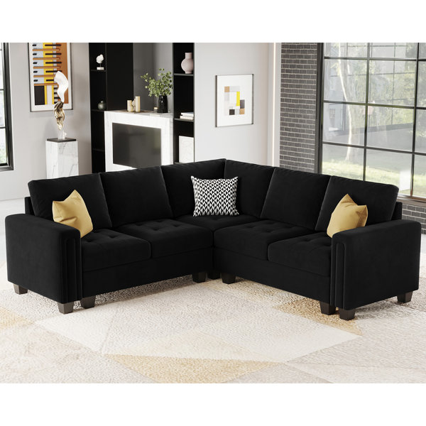 Mercer41 Skerl 4 Piece Velvet Sectional Wayfair   Skerl 4   Piece Velvet Sectional 